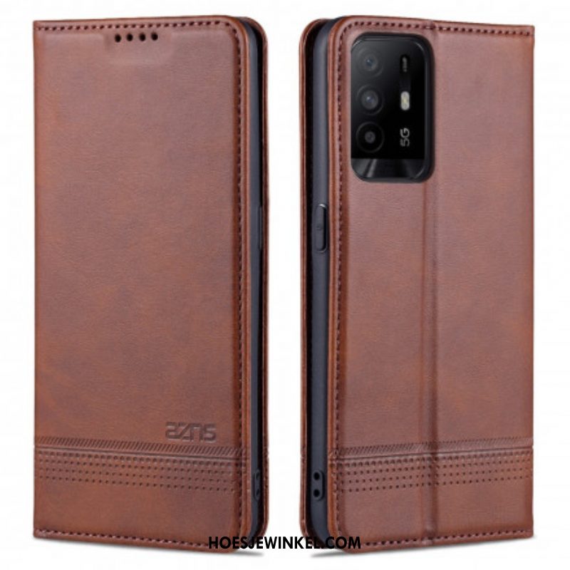 Bescherming Hoesje voor Oppo A94 5G Folio-hoesje Azns Leerstyling