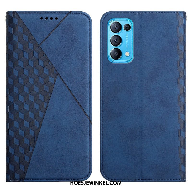 Bescherming Hoesje voor Oppo Find X3 Lite Folio-hoesje Geo Leereffect