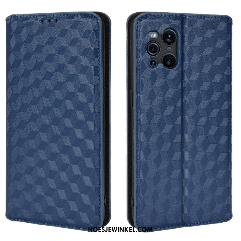 Bescherming Hoesje voor Oppo Find X3 Pro Folio-hoesje Diamant Leereffect