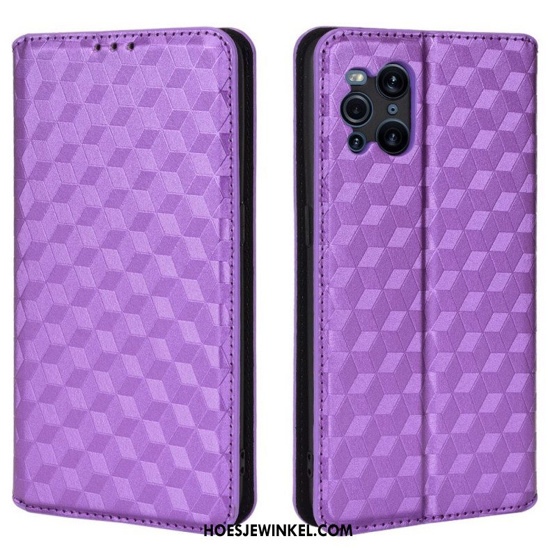 Bescherming Hoesje voor Oppo Find X3 Pro Folio-hoesje Diamant Leereffect