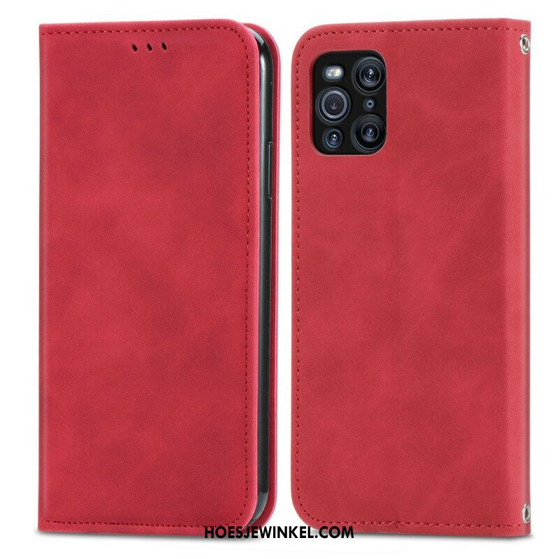 Bescherming Hoesje voor Oppo Find X3 Pro Folio-hoesje Vintage Kunstleer