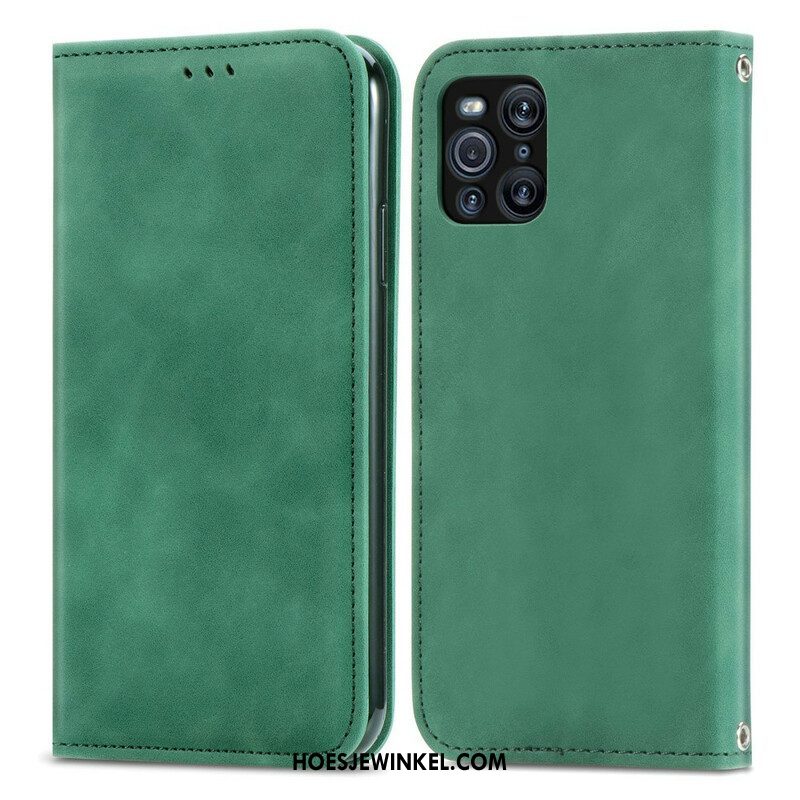 Bescherming Hoesje voor Oppo Find X3 Pro Folio-hoesje Vintage Kunstleer