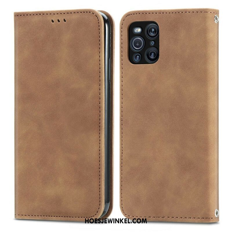 Bescherming Hoesje voor Oppo Find X3 Pro Folio-hoesje Vintage Kunstleer