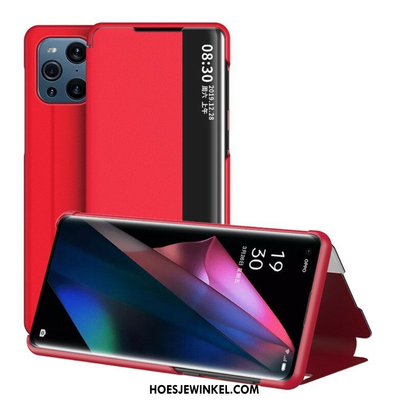 Bescherming Hoesje voor Oppo Find X3 Pro Getextureerd Kunstleer