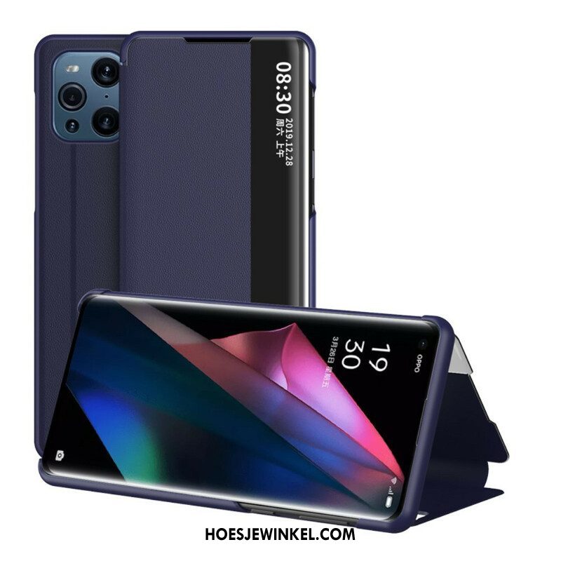 Bescherming Hoesje voor Oppo Find X3 Pro Getextureerd Kunstleer