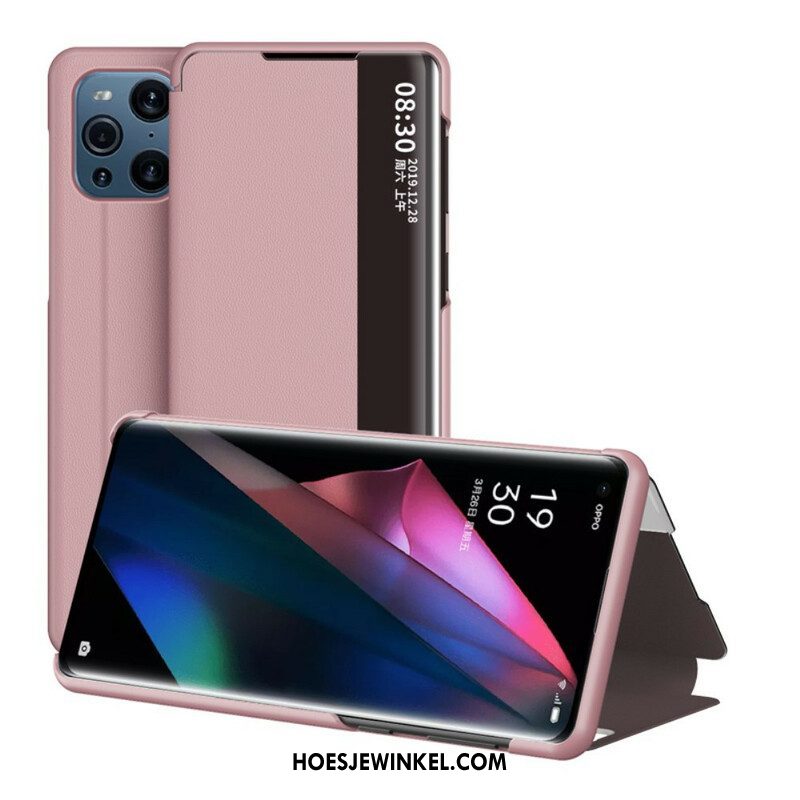 Bescherming Hoesje voor Oppo Find X3 Pro Getextureerd Kunstleer