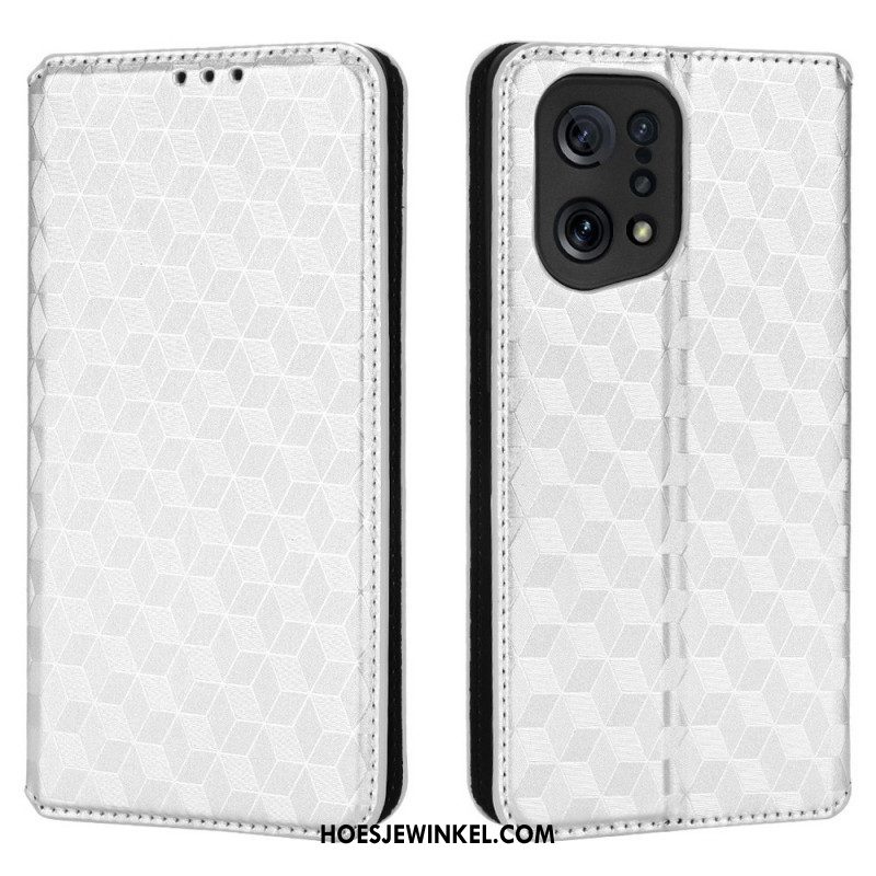 Bescherming Hoesje voor Oppo Find X5 Folio-hoesje Diamant Leereffect