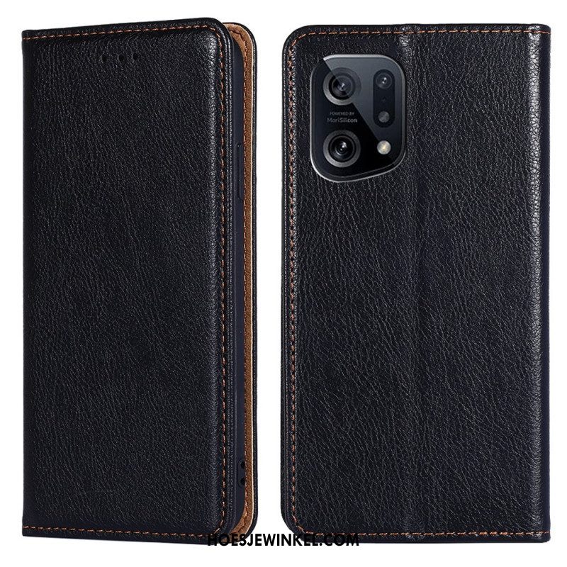 Bescherming Hoesje voor Oppo Find X5 Folio-hoesje Effen Kleur