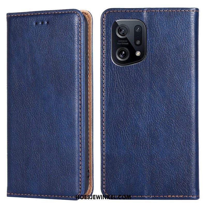 Bescherming Hoesje voor Oppo Find X5 Folio-hoesje Effen Kleur