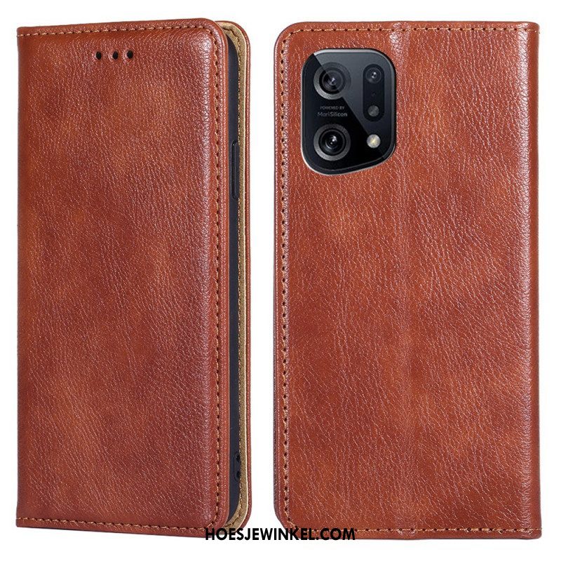 Bescherming Hoesje voor Oppo Find X5 Folio-hoesje Effen Kleur