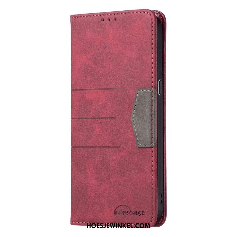 Bescherming Hoesje voor Oppo Find X5 Lite Folio-hoesje Binfen Kleur Leer Stijl