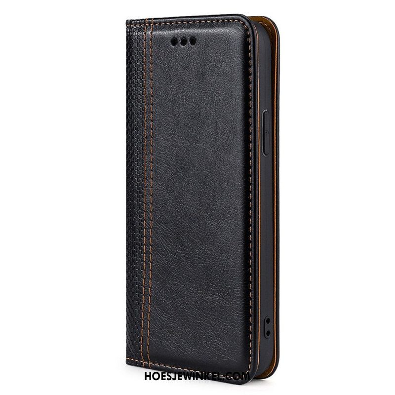 Bescherming Hoesje voor Oppo Find X5 Lite Folio-hoesje Litchi Split Lederen Stiksels