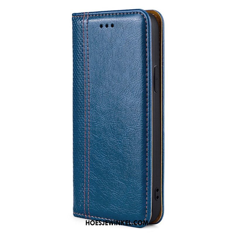 Bescherming Hoesje voor Oppo Find X5 Lite Folio-hoesje Litchi Split Lederen Stiksels