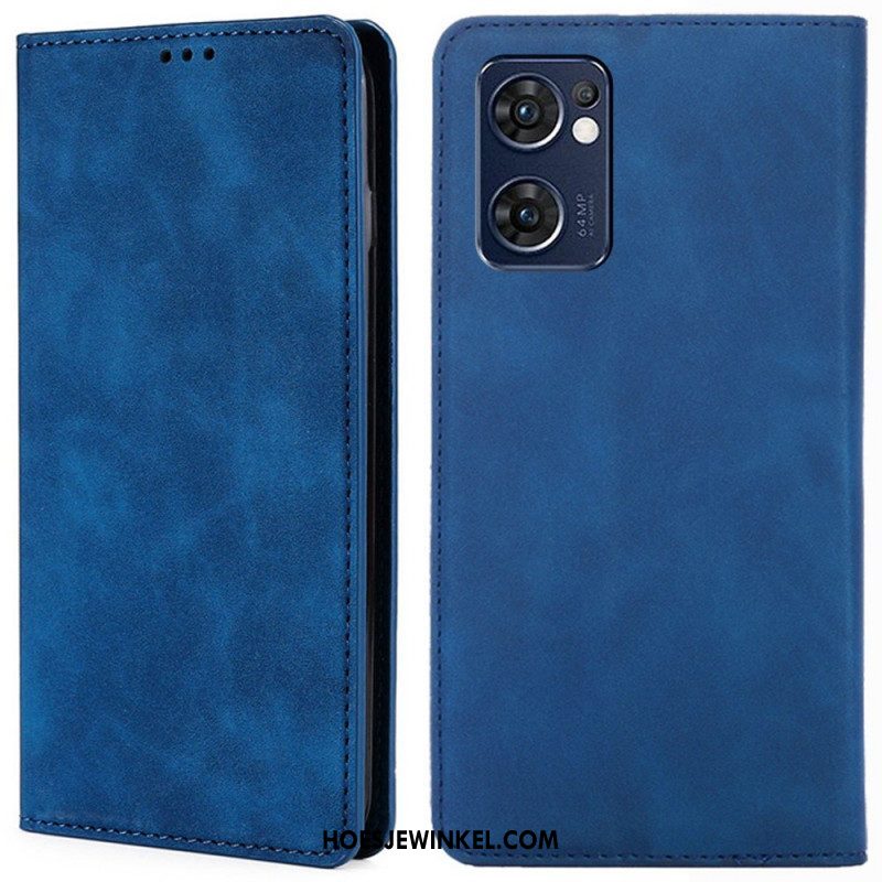 Bescherming Hoesje voor Oppo Find X5 Lite Folio-hoesje Skin-touch Leereffect