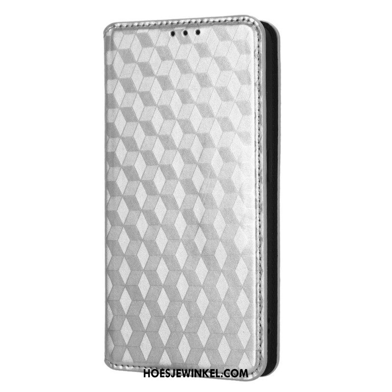 Bescherming Hoesje voor Oppo Reno 8 Folio-hoesje 3d Kubus Leereffect