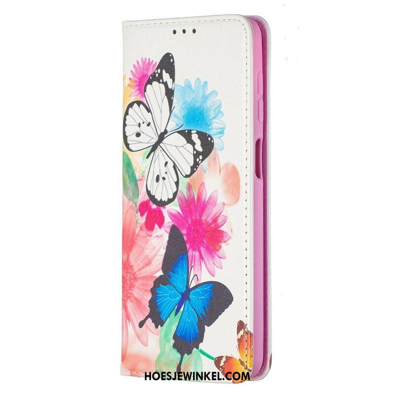 Bescherming Hoesje voor Samsung Galaxy M12 / A12 Folio-hoesje Kleurrijke Vlinders