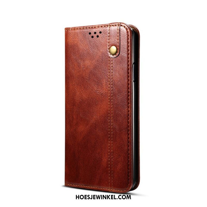 Bescherming Hoesje voor Samsung Galaxy S21 5G Folio-hoesje Gewaxt Kunstleer