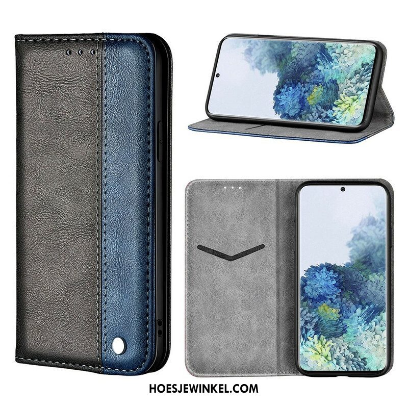 Bescherming Hoesje voor Samsung Galaxy S21 5G Folio-hoesje Tweekleurig Leereffect