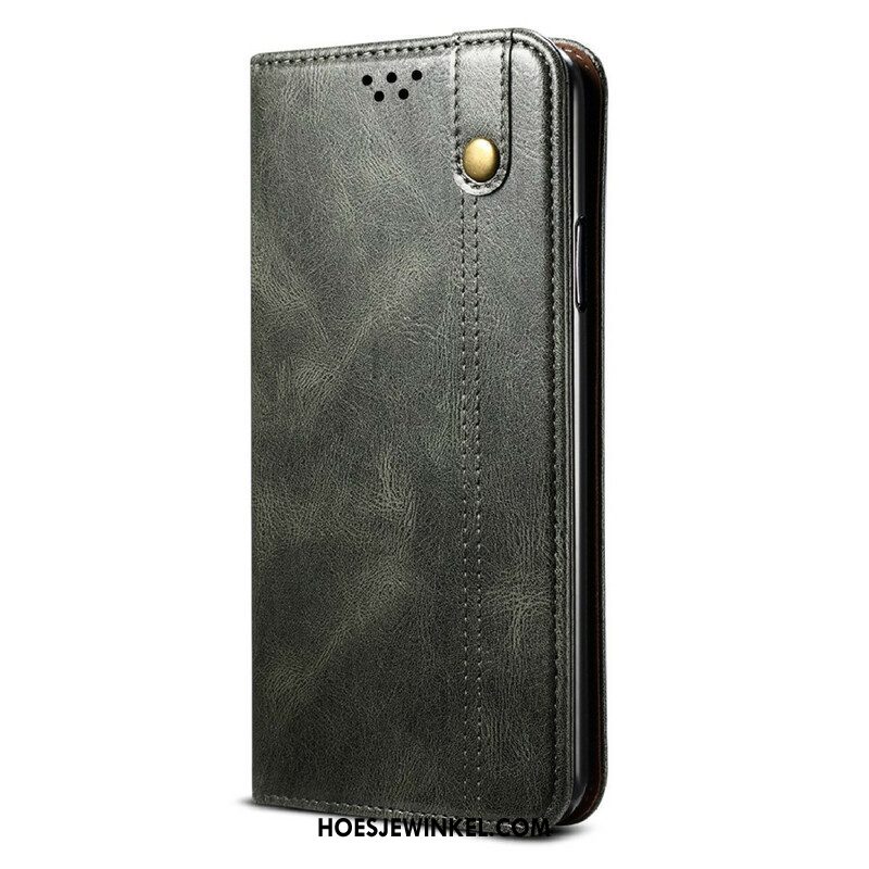 Bescherming Hoesje voor Samsung Galaxy S21 FE Folio-hoesje Gewaxt Kunstleer