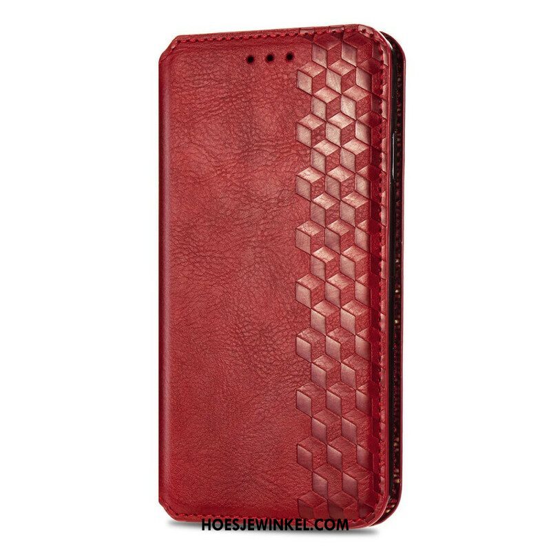 Bescherming Hoesje voor Samsung Galaxy S21 FE Folio-hoesje Leereffect Diamanttextuur