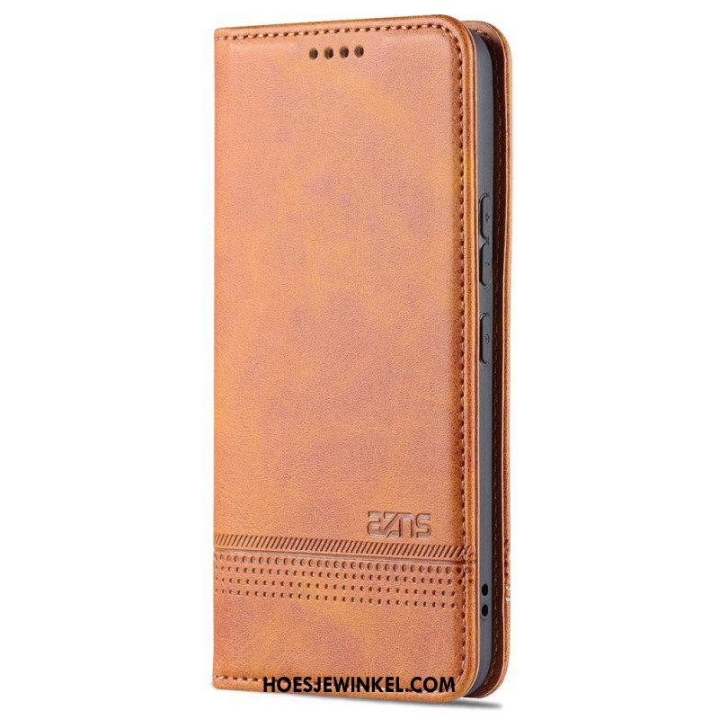 Bescherming Hoesje voor Samsung Galaxy S22 5G Folio-hoesje Azns Leerstyling