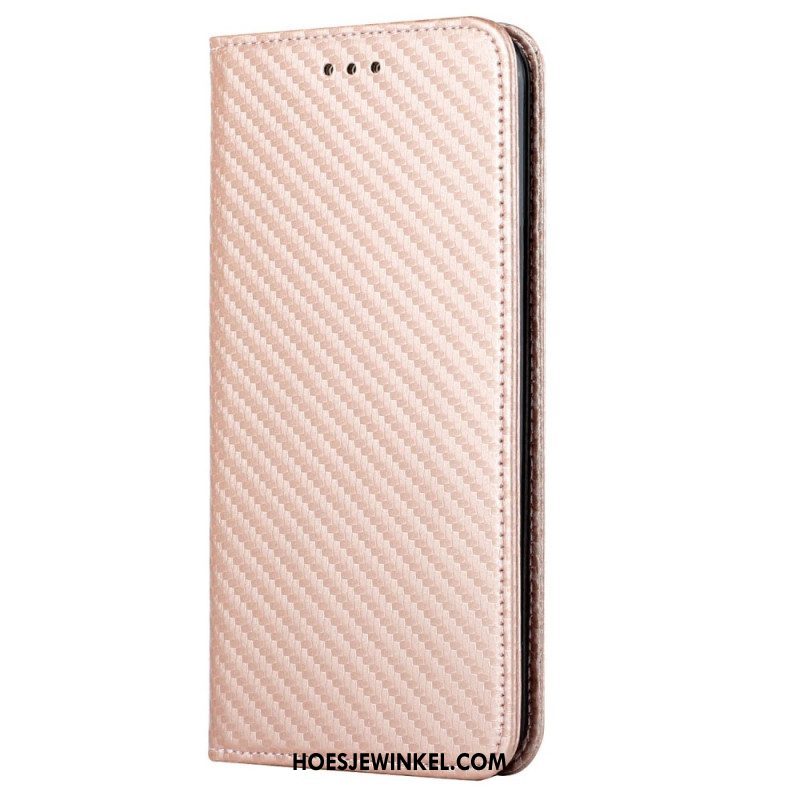 Bescherming Hoesje voor Samsung Galaxy S23 5G Met Ketting Folio-hoesje Stijl Van Koolstofvezel Met Bandjes