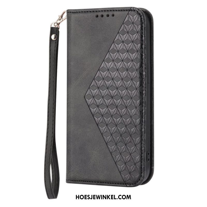 Bescherming Hoesje voor Samsung Galaxy S23 5G Met Ketting Folio-hoesje Strappy-patroon In 3d