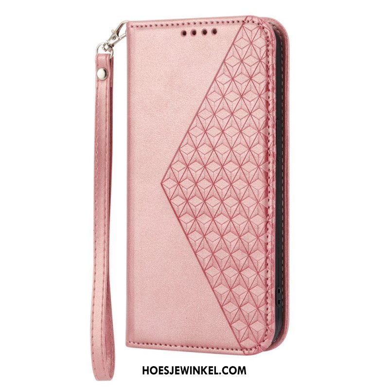 Bescherming Hoesje voor Samsung Galaxy S23 Plus 5G Met Ketting Folio-hoesje Strappy-patroon In 3d