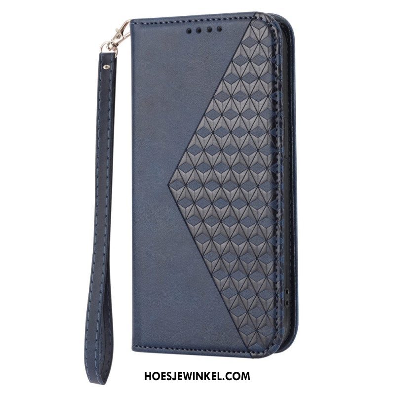 Bescherming Hoesje voor Samsung Galaxy S23 Plus 5G Met Ketting Folio-hoesje Strappy-patroon In 3d