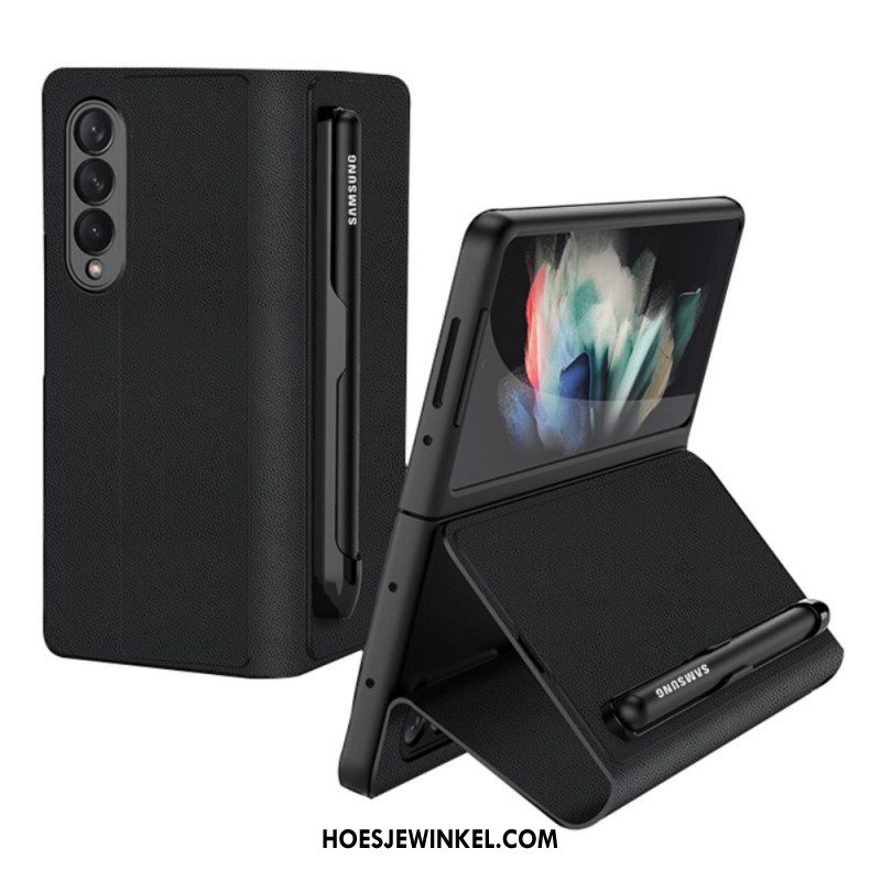 Bescherming Hoesje voor Samsung Galaxy Z Fold 3 5G Folio-hoesje Stylushouder Van Imitatieleer