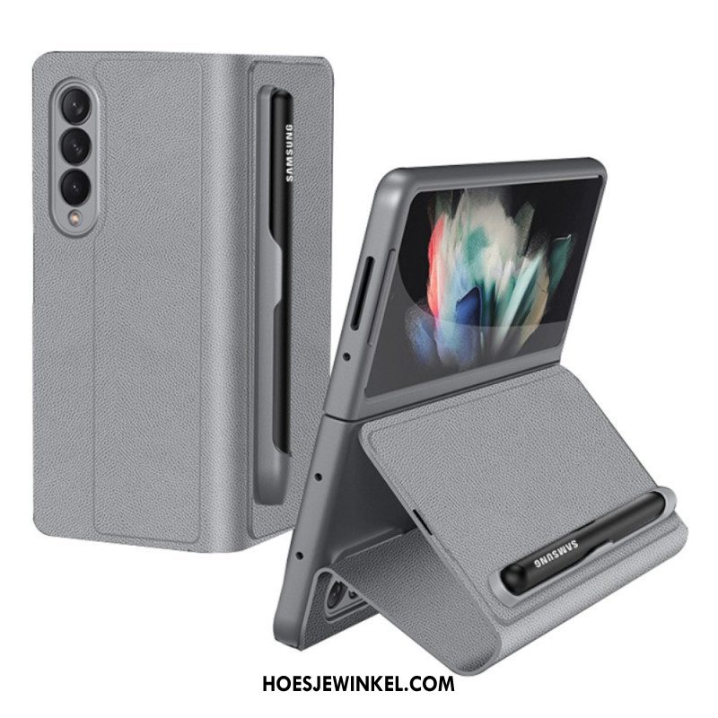 Bescherming Hoesje voor Samsung Galaxy Z Fold 3 5G Folio-hoesje Stylushouder Van Imitatieleer