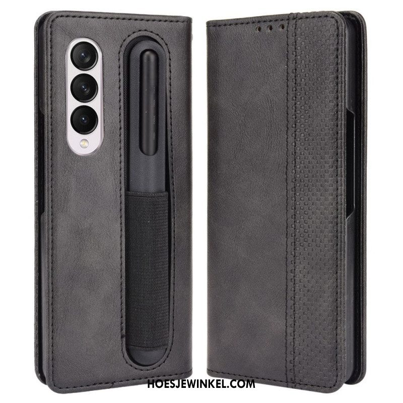 Bescherming Hoesje voor Samsung Galaxy Z Fold 4 Folio-hoesje Retro Pennenopslag