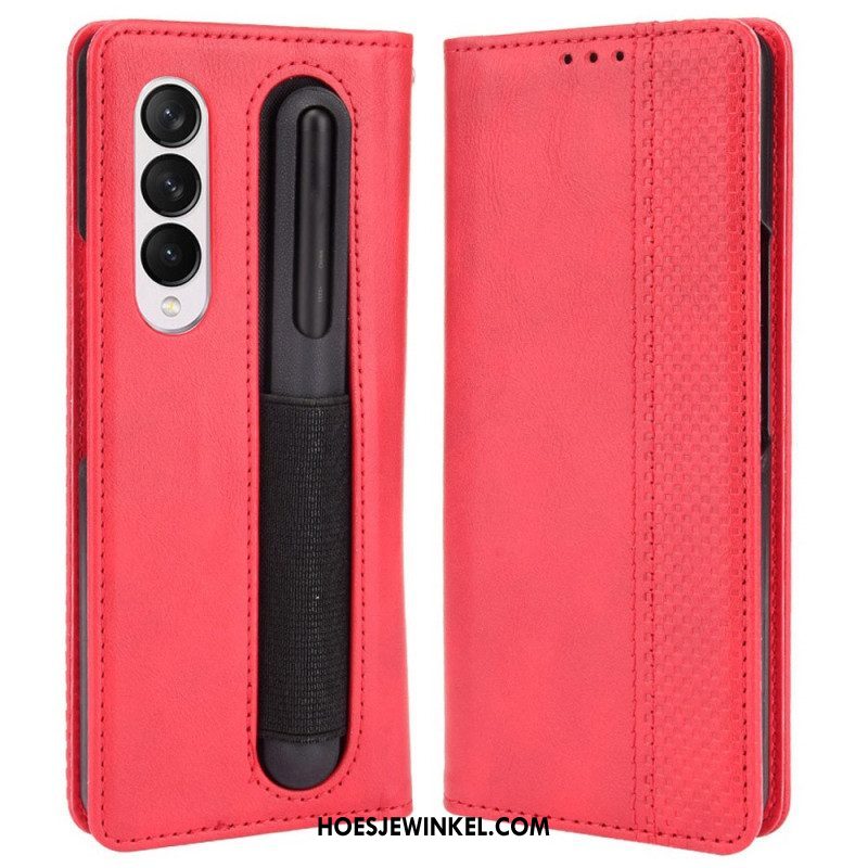 Bescherming Hoesje voor Samsung Galaxy Z Fold 4 Folio-hoesje Retro Pennenopslag