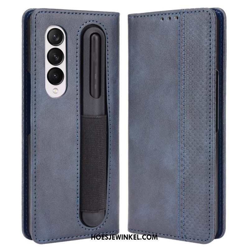 Bescherming Hoesje voor Samsung Galaxy Z Fold 4 Folio-hoesje Retro Pennenopslag