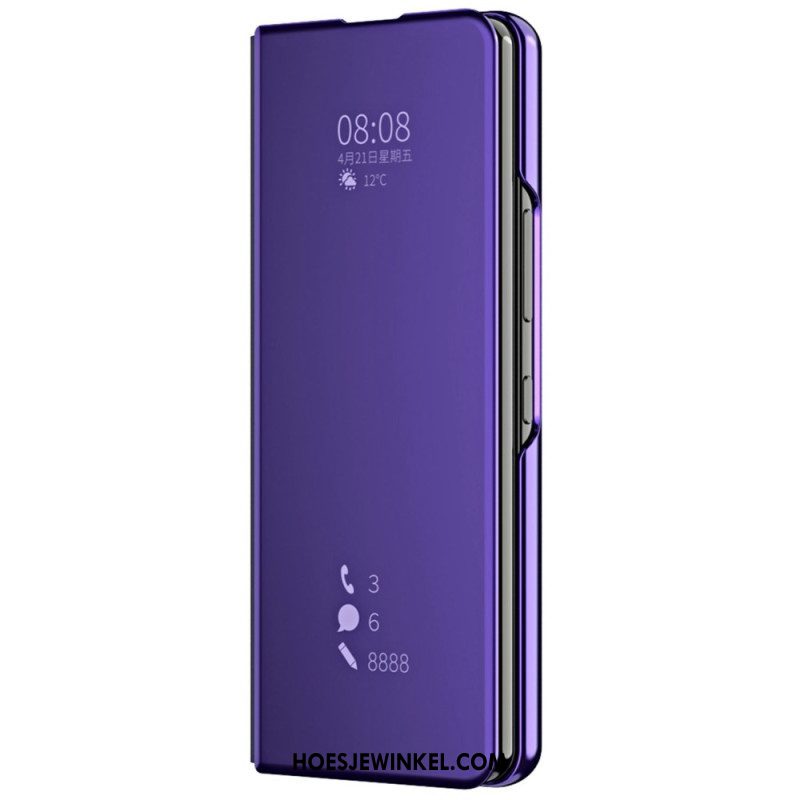 Bescherming Hoesje voor Samsung Galaxy Z Fold 4 Folio-hoesje Spiegel En Transparantie