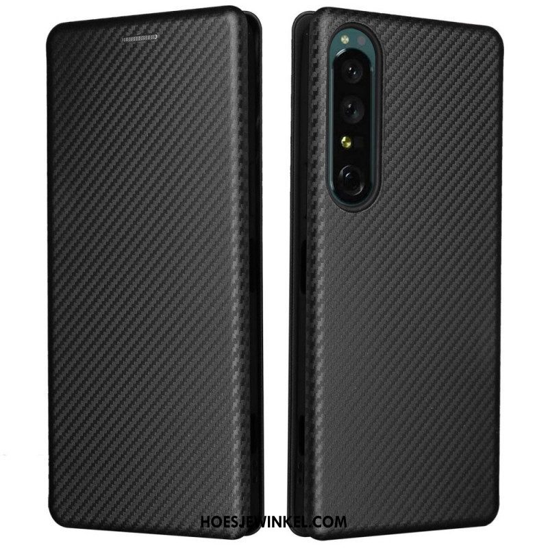 Bescherming Hoesje voor Sony Xperia 1 IV Folio-hoesje Koolstofvezel Textuur