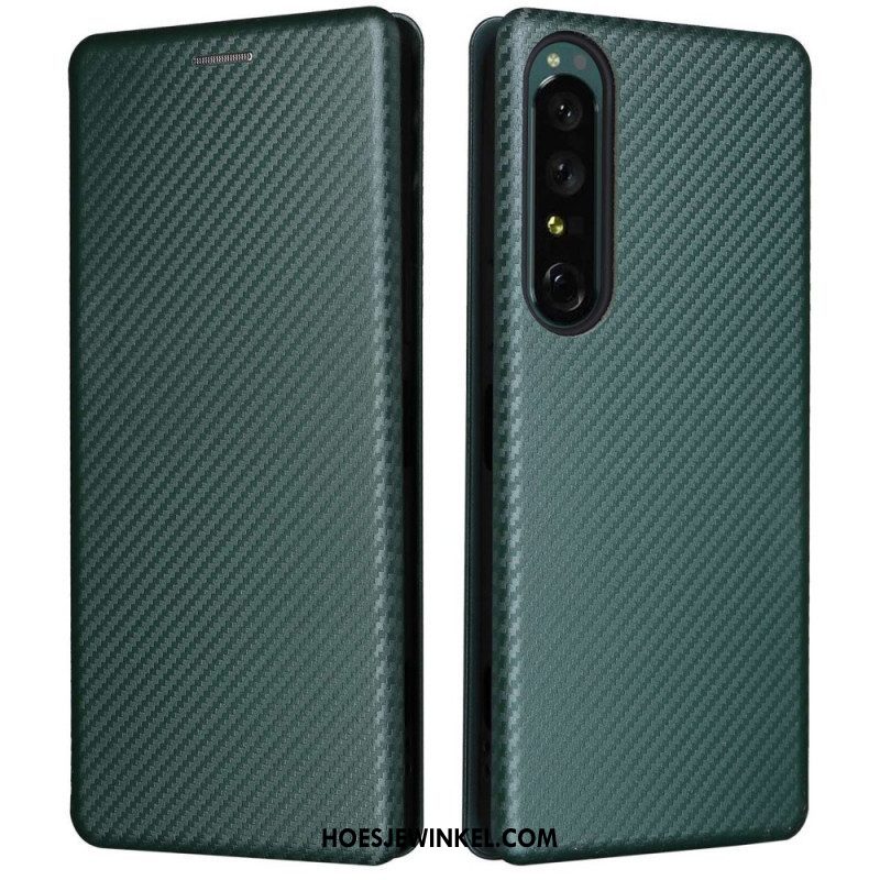 Bescherming Hoesje voor Sony Xperia 1 IV Folio-hoesje Koolstofvezel Textuur