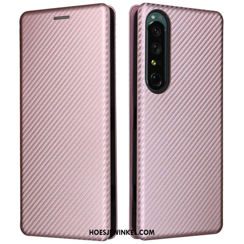 Bescherming Hoesje voor Sony Xperia 1 IV Folio-hoesje Koolstofvezel Textuur