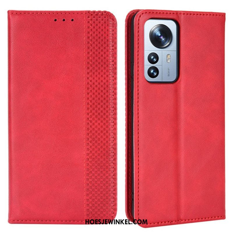 Bescherming Hoesje voor Xiaomi 12 Pro Folio-hoesje Gestileerd Vintage Leereffect