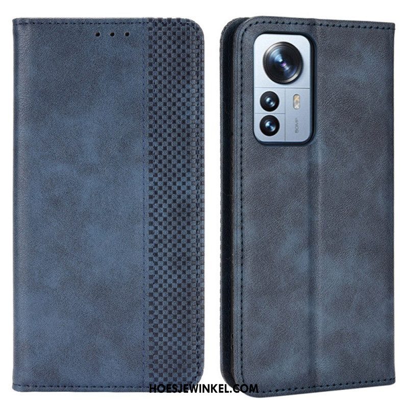 Bescherming Hoesje voor Xiaomi 12 Pro Folio-hoesje Gestileerd Vintage Leereffect