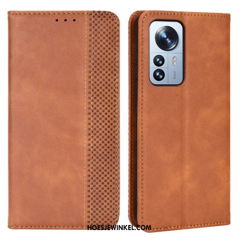 Bescherming Hoesje voor Xiaomi 12 Pro Folio-hoesje Gestileerd Vintage Leereffect