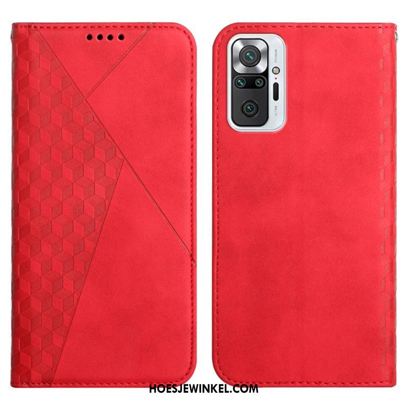 Bescherming Hoesje voor Xiaomi Redmi Note 10 Pro Folio-hoesje Geo Leereffect