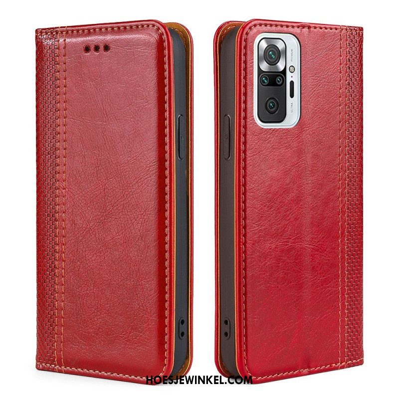 Bescherming Hoesje voor Xiaomi Redmi Note 10 Pro Folio-hoesje Litchi Split Lederen Stiksels