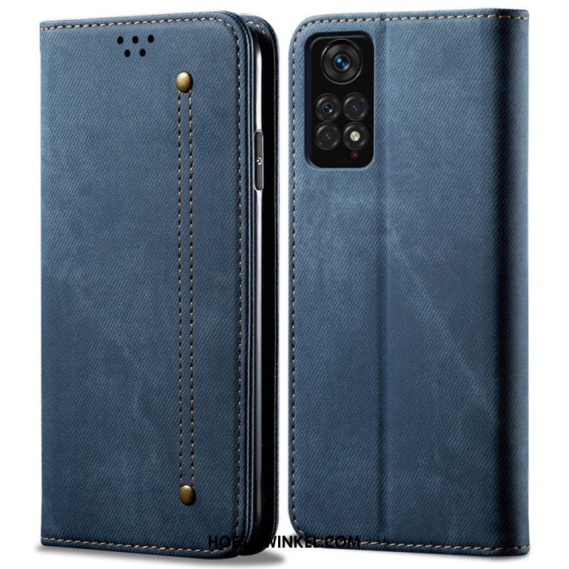 Bescherming Hoesje voor Xiaomi Redmi Note 11 / 11S Folio-hoesje Spijkerstof