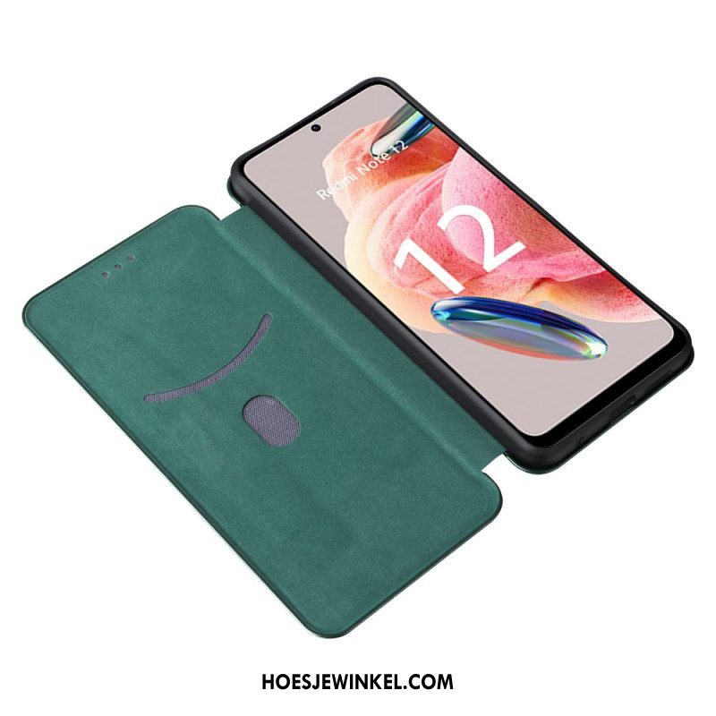 Bescherming Hoesje voor Xiaomi Redmi Note 12 4G Folio-hoesje Koolstofvezel