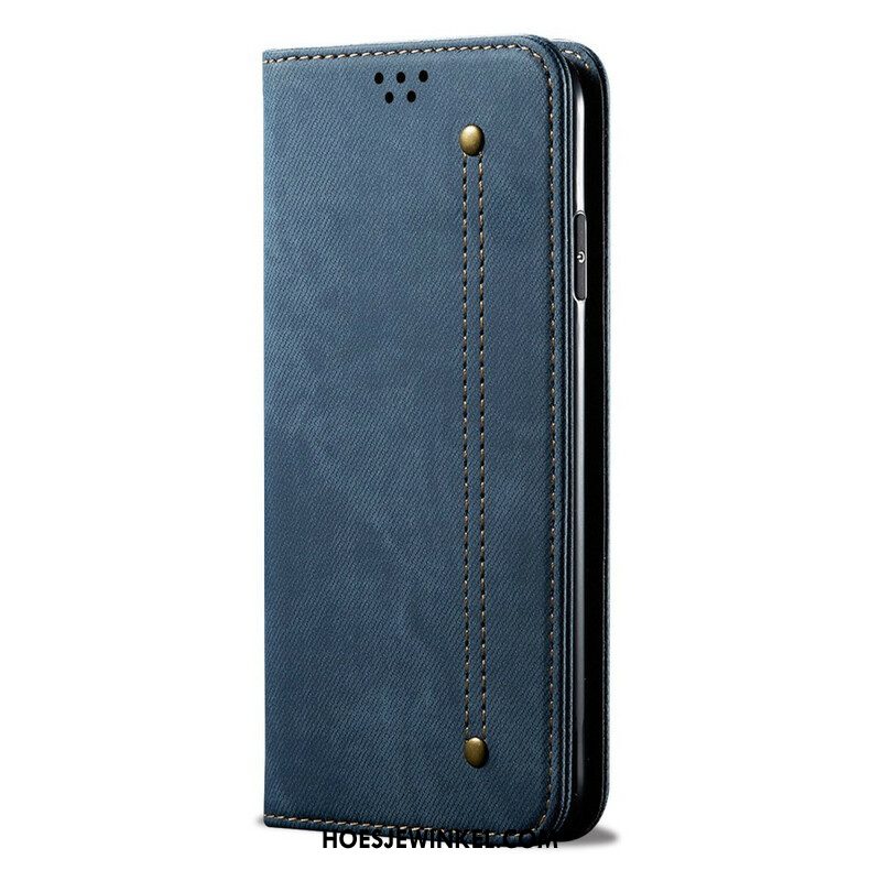 Bescherming Hoesje voor iPhone 13 Pro Max Folio-hoesje De Textuur Van Jeans Van Het Leer Van Het Imitatieleer