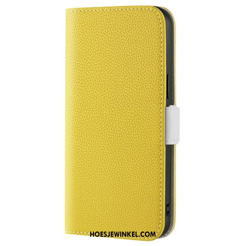 Bescherming Hoesje voor iPhone 14 Folio-hoesje Lychee Kunstleer