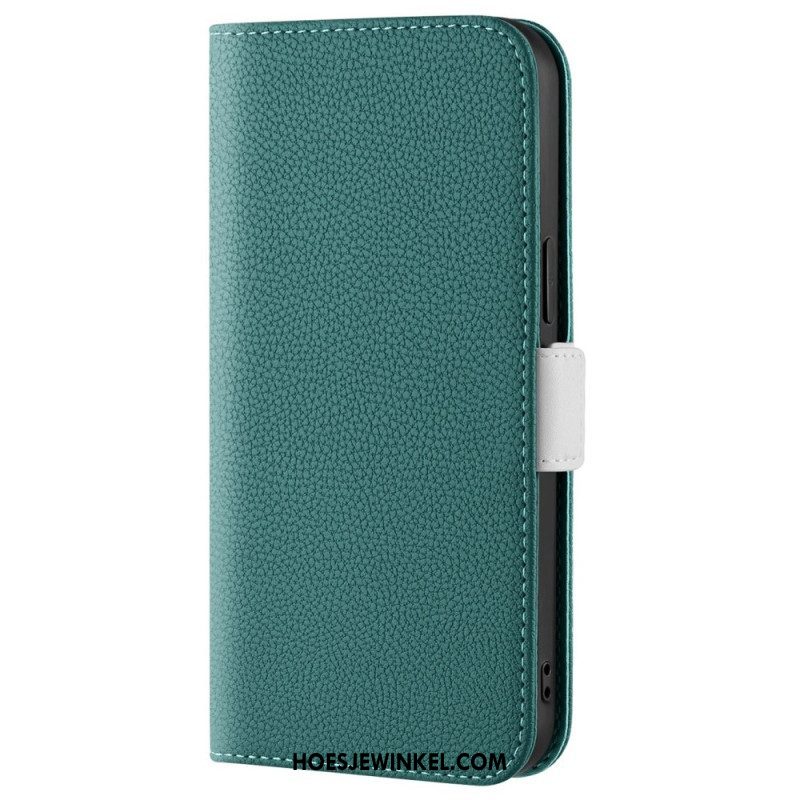 Bescherming Hoesje voor iPhone 14 Folio-hoesje Lychee Kunstleer