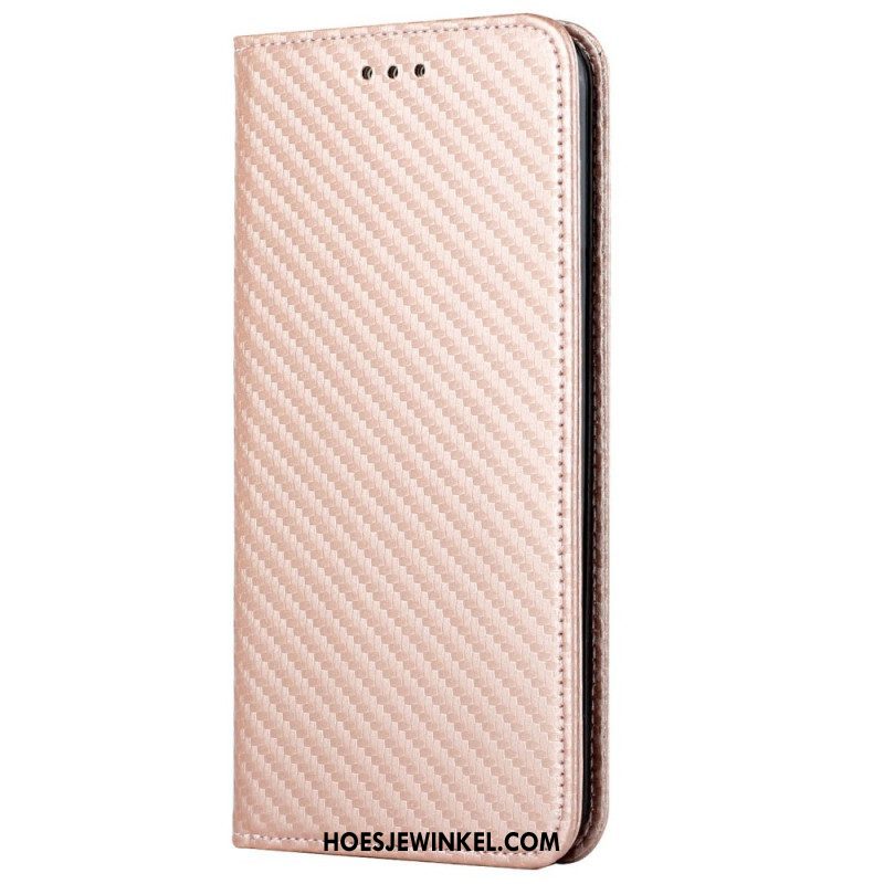 Bescherming Hoesje voor iPhone 14 Met Ketting Folio-hoesje Stijl Van Koolstofvezel Met Bandjes