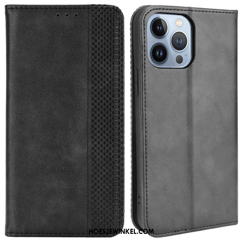 Bescherming Hoesje voor iPhone 14 Plus Folio-hoesje Gestileerd Vintage Leereffect